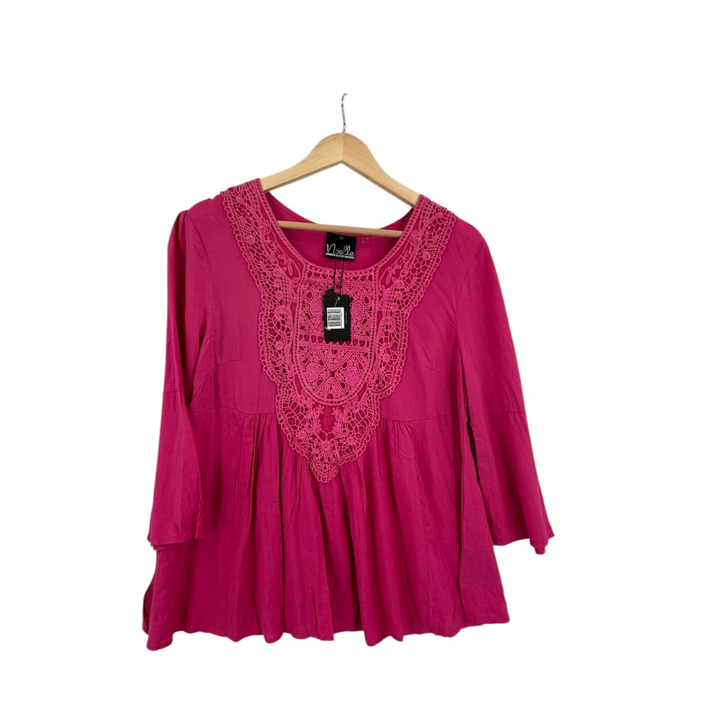 Noelle Top M Hippie Peasant Boho‎ Feminine Girly Flowy Barbie Crochet Festival
